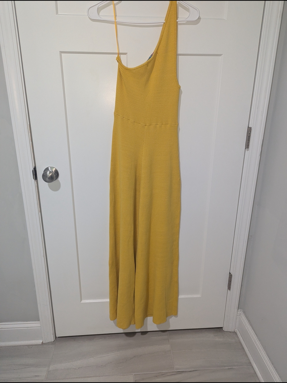 Free People Beach One-Shoulder Wide-Leg Jumpsuit in Mustard Yellow